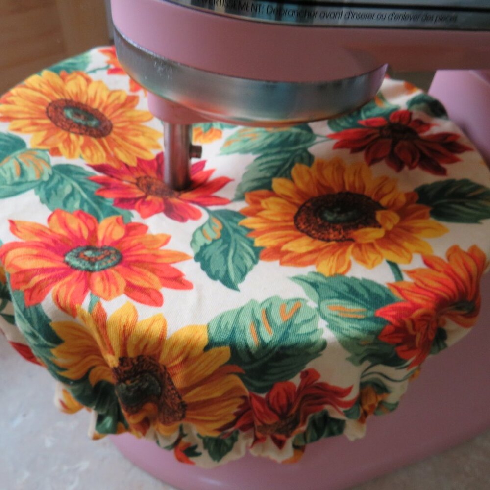 Kitchenaid Bowl Cover Reversible Sunflowers and Red Gingham Mixer Bowl Cover
